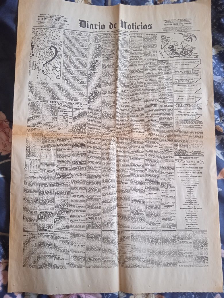 Antigo jornal de notícias 1 de janeiro de 1900