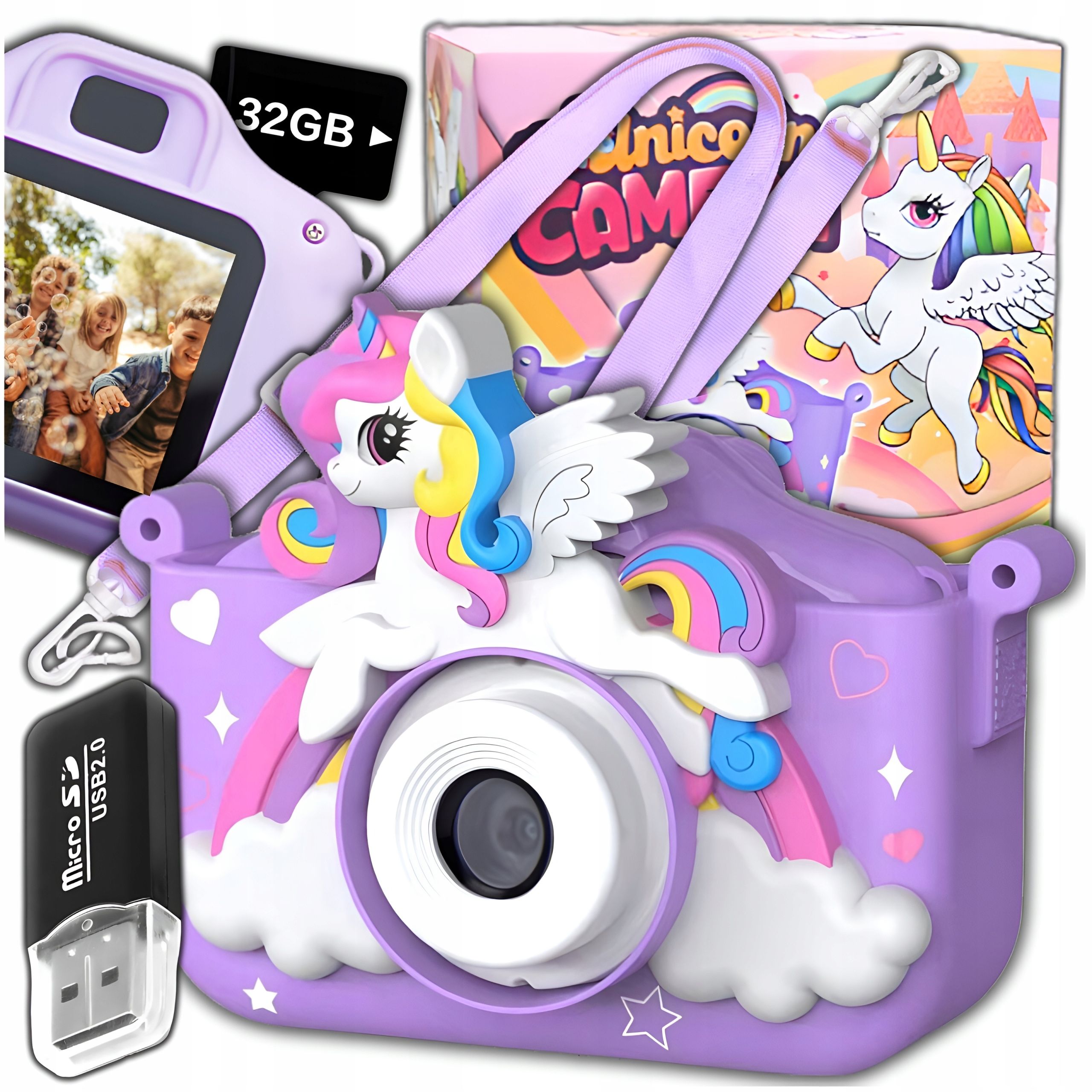 Aparat Cyfrowy Fotograficzny Dla Dzieci 40Mpx Kamera Gry + Karta 32Gb