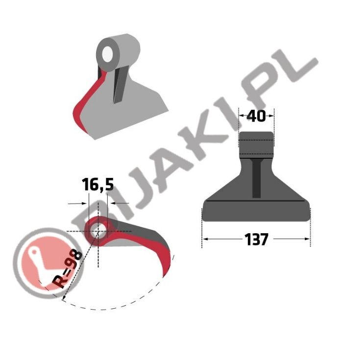 Bijak młotek RM-30 kosiarek bijakowych Berti Muthing Samasz GEO KBR-P