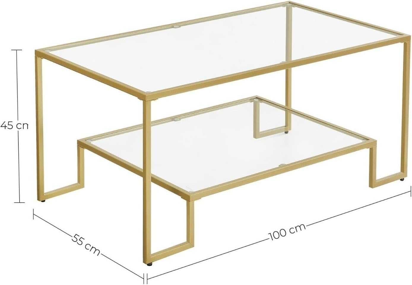Nowy Stolik Kawowy Szklany Złoty Glamour / stół pomocniczy