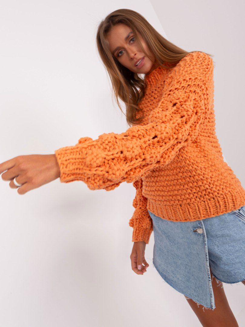 Sweter oversize pomarańczowy gruby splot