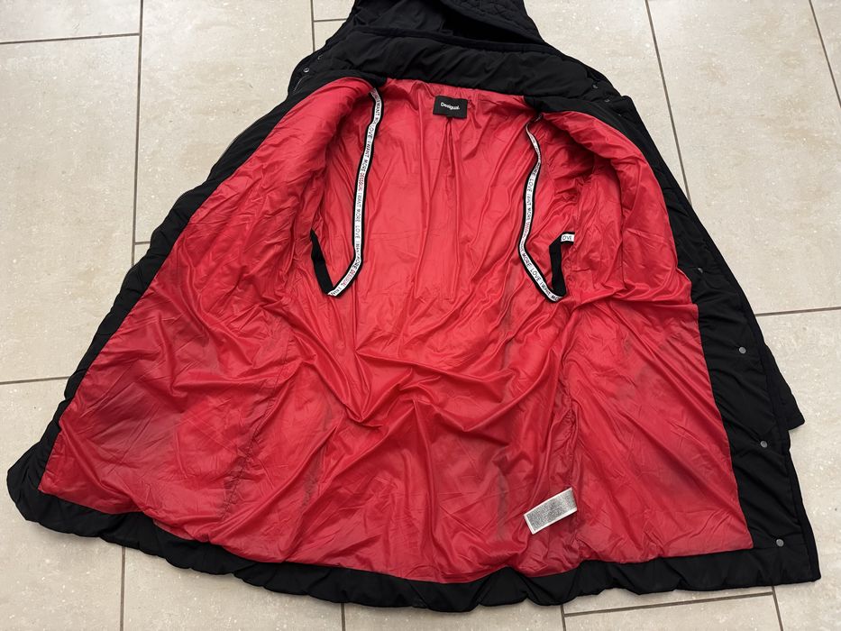 Desigual Pikowany płaszcz/kurtka ocieplana, kaptur damska L extra stan