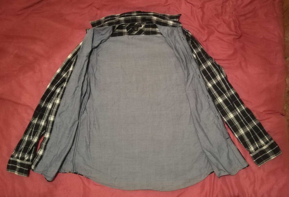 Koszula męska w kratę Banana Republic L 100% bawełna plamki