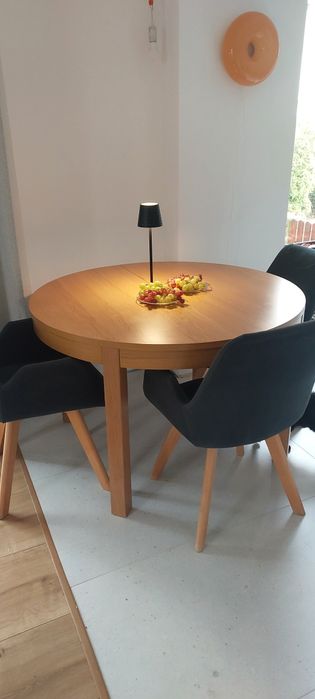 Stół okrągły rozkładany BJURSTA Ikea okleina dębowa