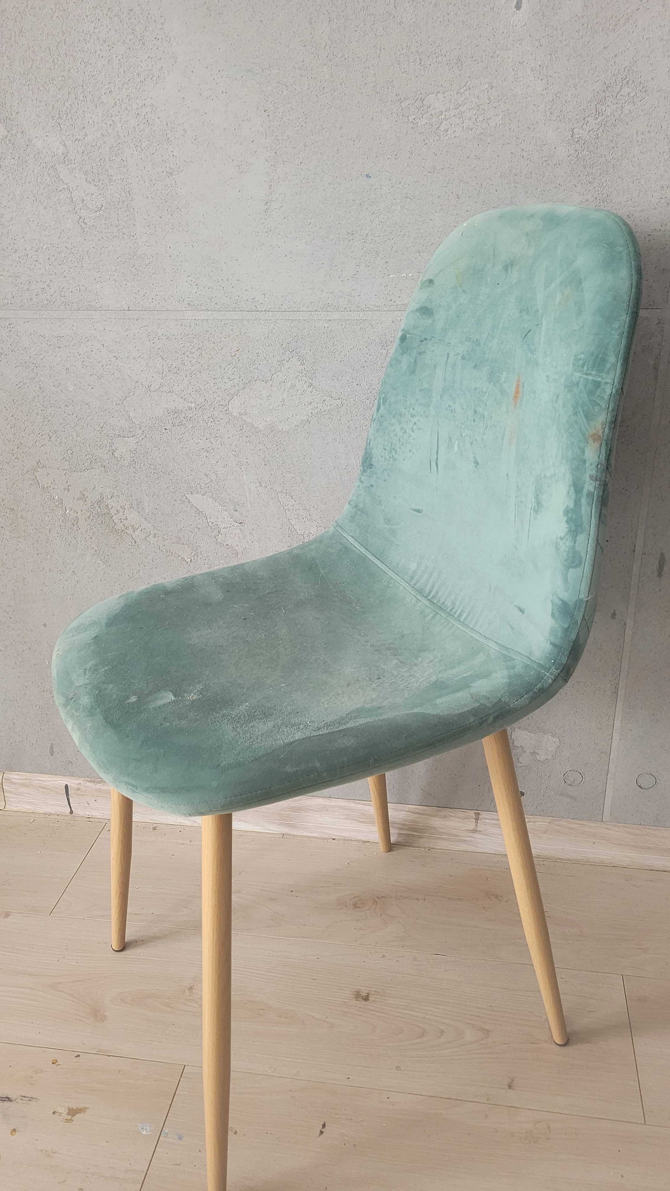Krzesło welurowe turkusowe