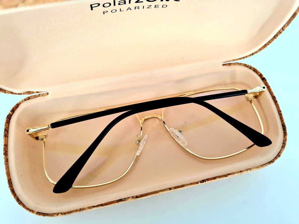Okulary Polarzone damskie okulary do komputera zerówki nowe złote