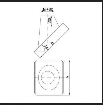Przepust dachowy stal nierdzewna z kołnierzem 45° do komina 180/240