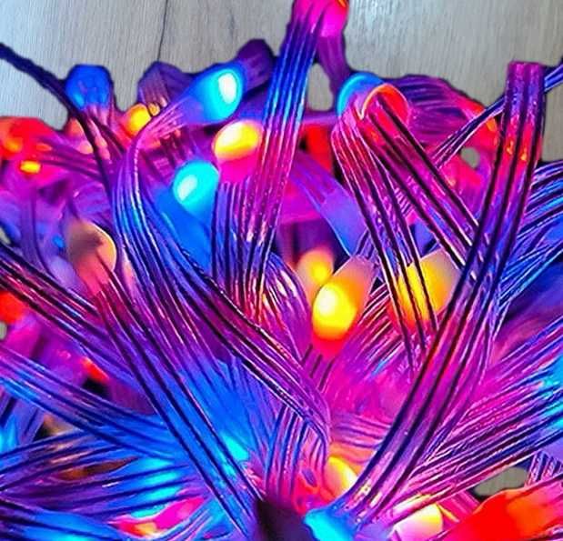 Гирлянда светодиодная rgb разноцветная 10 метров для улицы и дома