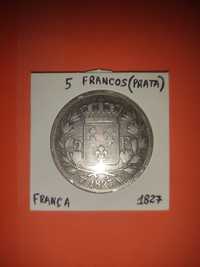 Moeda 5 Francos Franceses - 1827