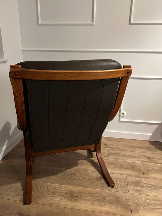 Skandynawski Fotel Skórzany Gięte Drewno W Stylu Projektu Hjortdala