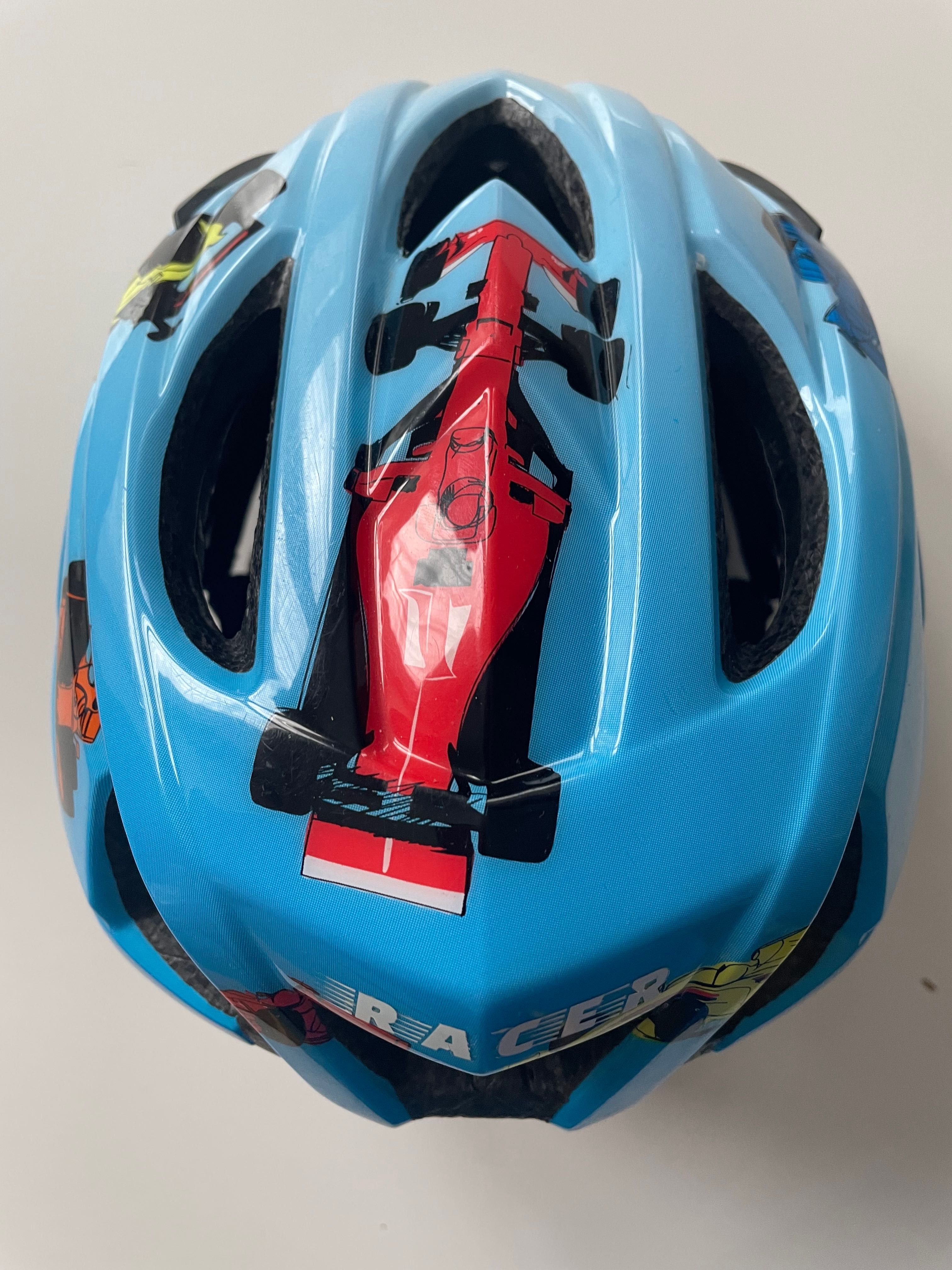 Kask dziecięcy Lazer, rozmiar 46-50 cm, auta