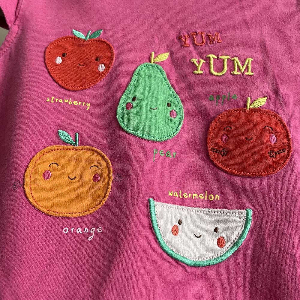 Bluzka koszulka t-shirt owoce róż 100% bawełna Mothercare 92