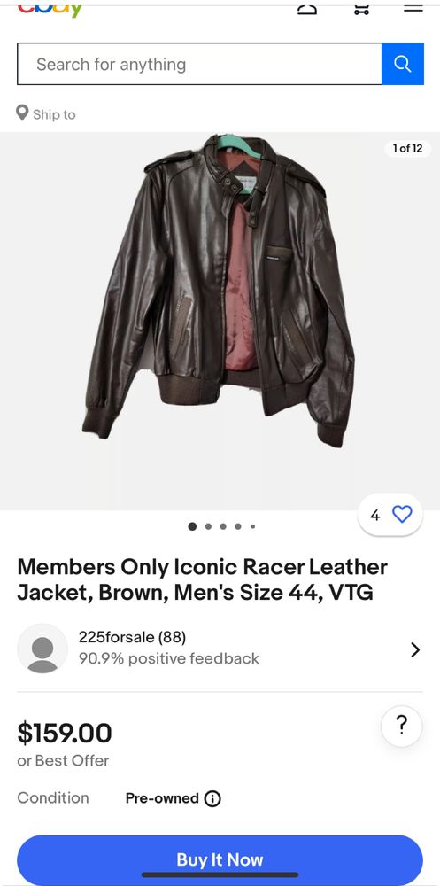 Редкая кожаная куртка Members Only Brown Iconic Racer Leather Jacket