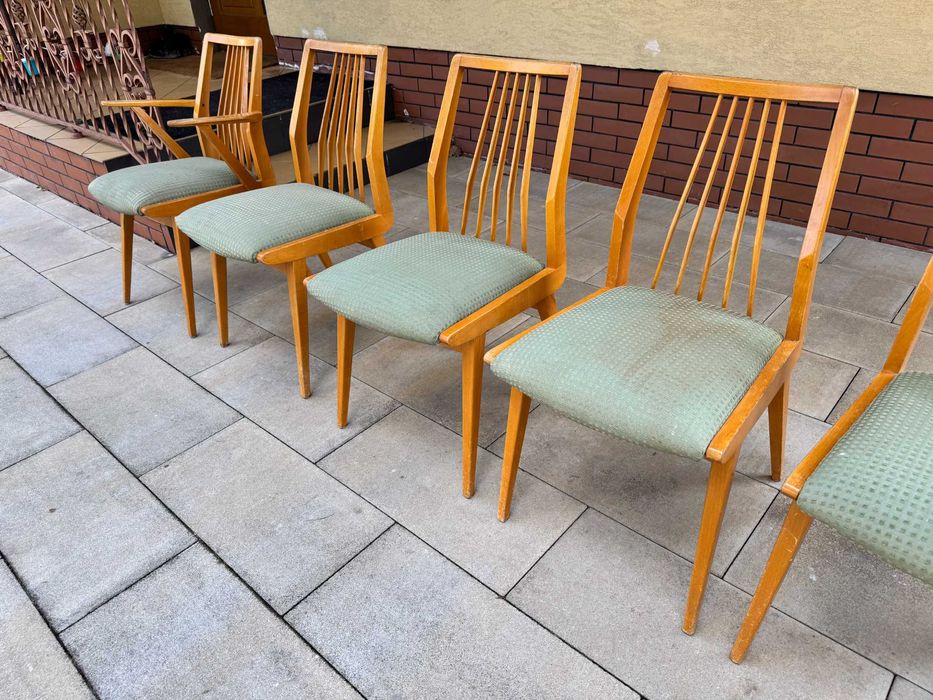 krzesła proste stół pokojowe kuchenne solidne drewniane art deco  prl
