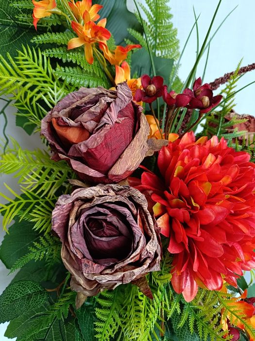 Bukiet do Wazonu Kompozycja Nagrobna Chryzantema pomarańcz model  N25