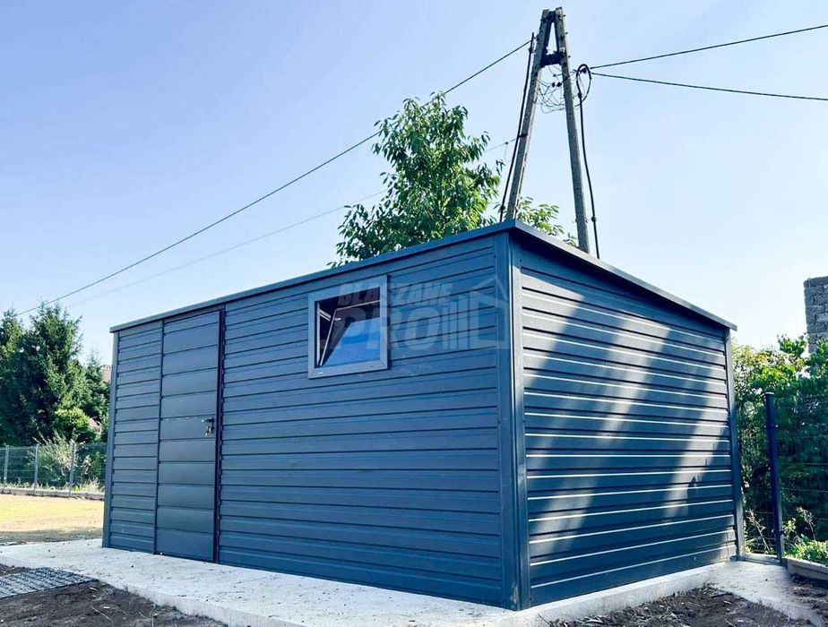 SCHOWEK - DOMEK OGRODOWY 4,5m x 3m okno antracyt grafit  4,5x3 GP215