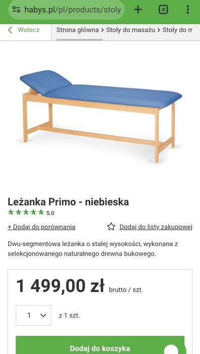 Leżanka do masażu Habys model primo Made in Poland