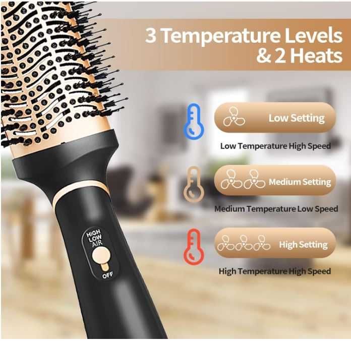 Szczotka z ciepłym powietrzem, 1000W, 4w1, jonowa suszarka do włosów