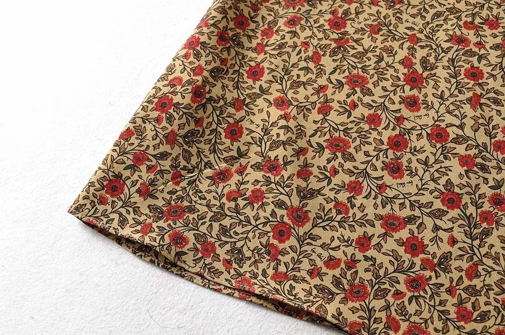 Vestido de Verão c/ padrões florais vintage - bege/vermelho XS-S NOVO!