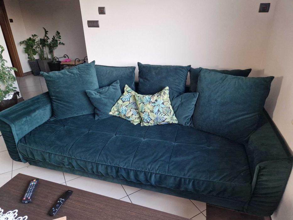 Sofa welurowa kolor butelkowa zieleń