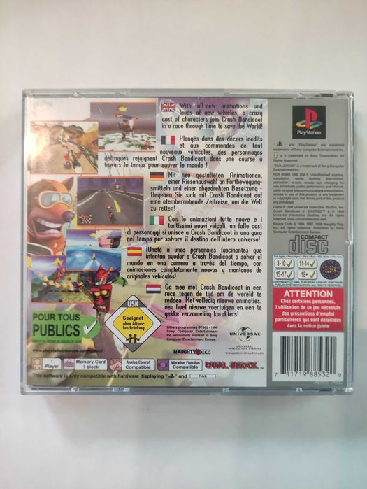 Crash Bandicoot Warped PSX PS1 PlayStation 3XA komplet