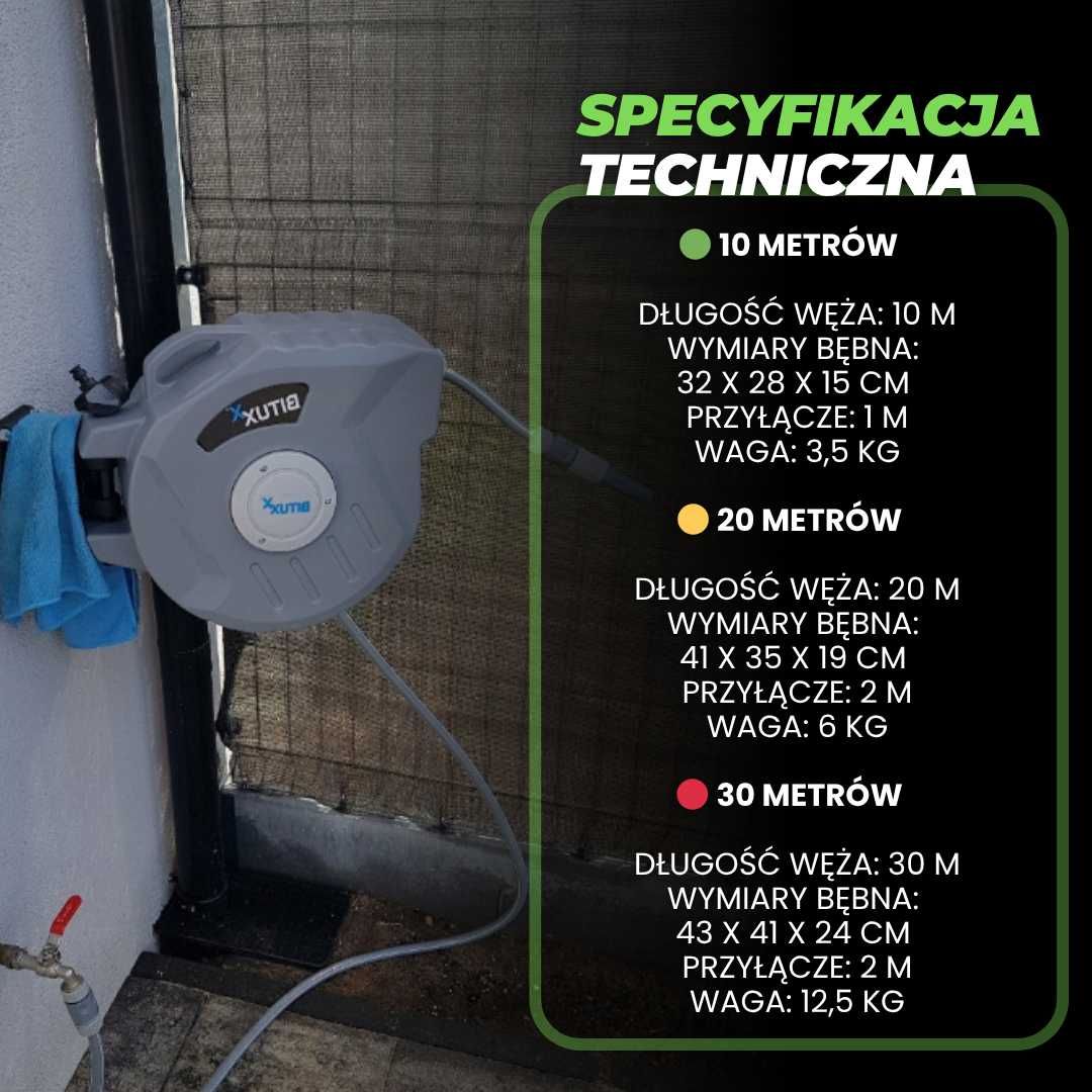 wąż ogrodowy z automatycznym zwijaniem zestaw do podlewania - Nowy!