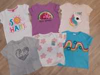 Koszulki bluzeczki dla dziewczynki Next H&M rozmiar 116 zestaw