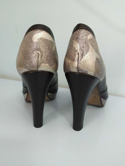 Sapatos senhora, pele genuína, modelo Peep Teo, 37