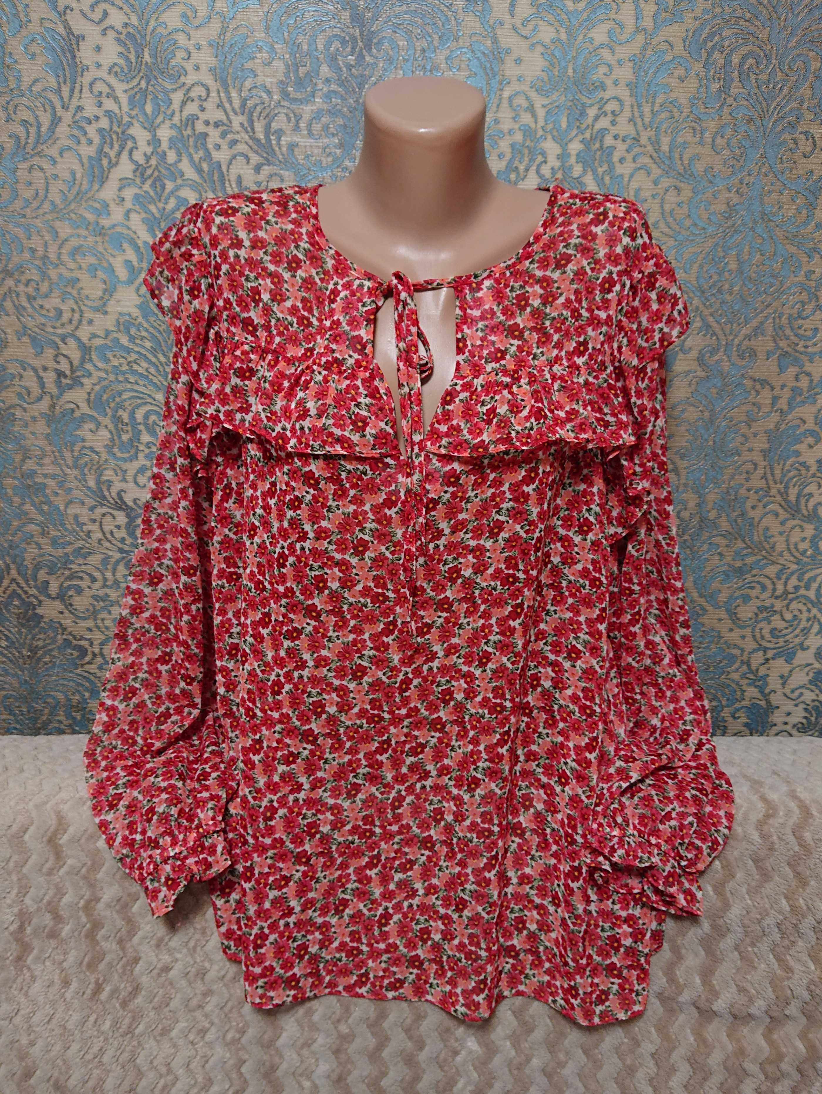 Красивая блуза в цветы большой размер батал 50 /52 блузка блузочка