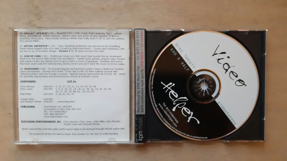 KPM Music Library - Atmospheres, Video Helper, CD