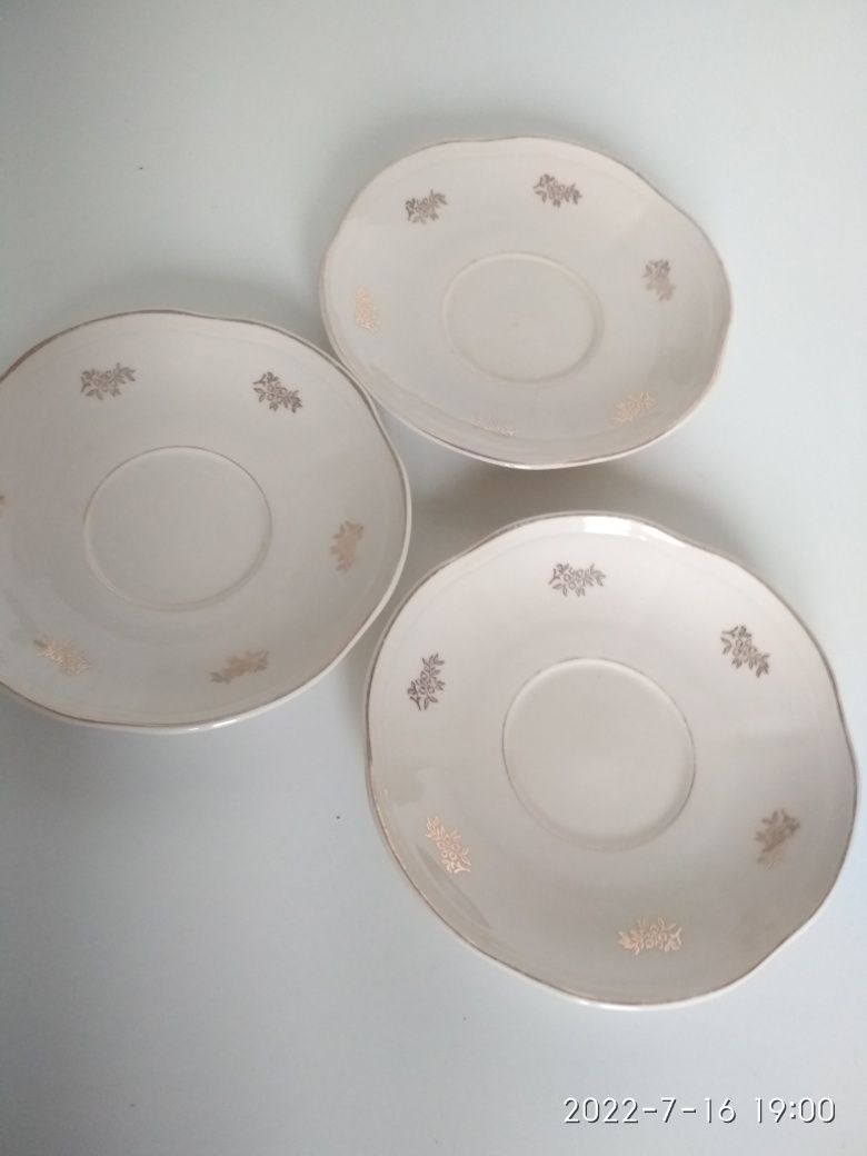 Porcelana Chodzież talerzyki pod filiżanki zestaw kawowy PRL