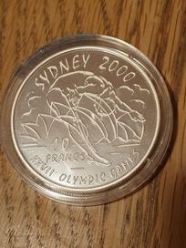 10 frankow kongijskich.Olimpiada Sydney 2000 r.Srebrne