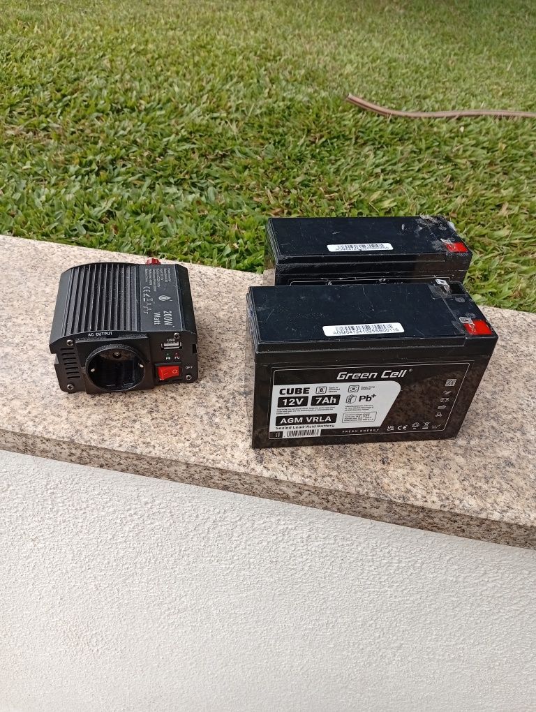 Inversor 12v 200w + baterias chumbo