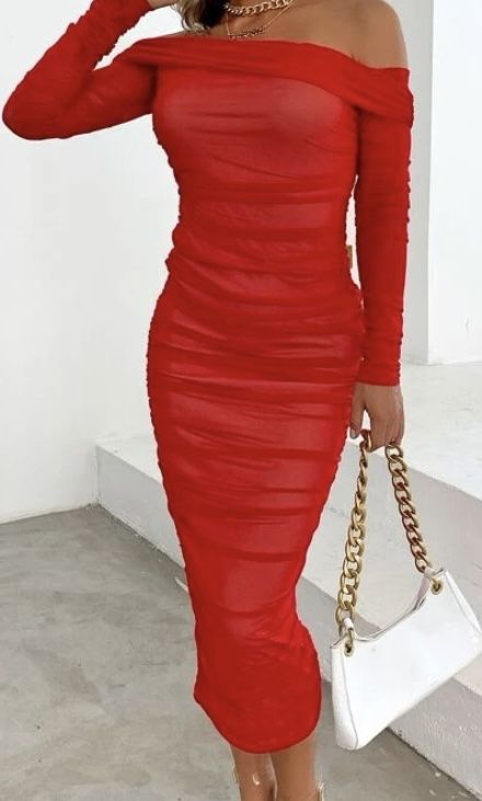 Czerwona drapowana sukienka S