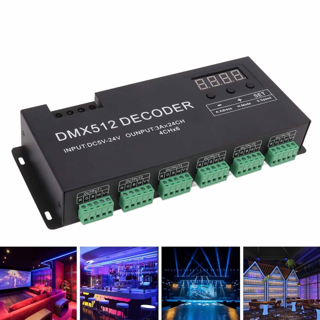 4x Controlador de escurecimento RGBW DMX512, decodificador DMX RGBW DM