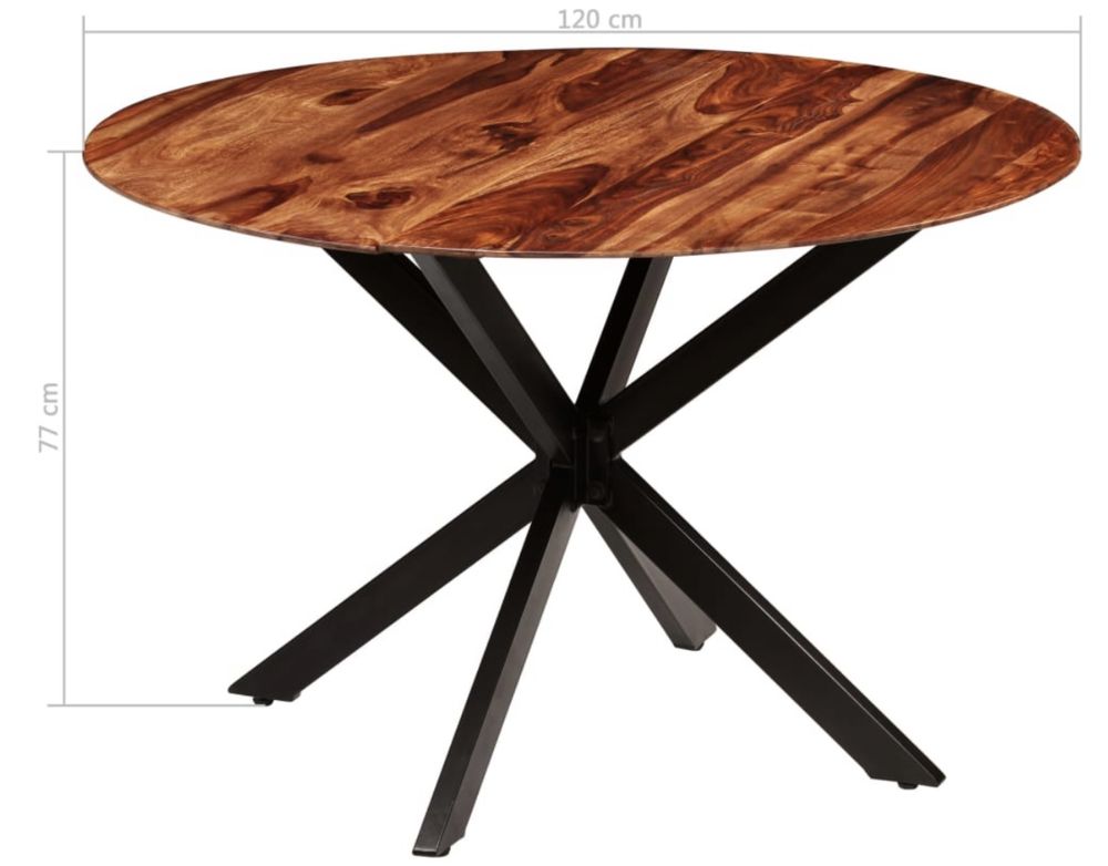 Mesa de jantar em madeira de sheesham maciça 120x77 cm