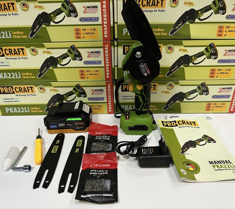 Акумуляторна пила Procraft PKA22Li безщ/ без АКБ та ЗП/ 2шини 2ланцюги