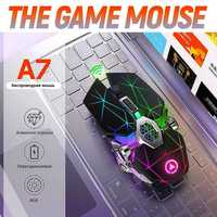 Аккумуляторная мышка c подсветкой | Игровая | Беспроводная мышь 2.4G