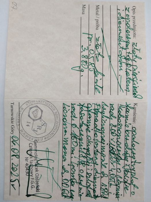 Zloty pierścionek z diamentami i  opalem, złoto białe 585, Rozmiar 20