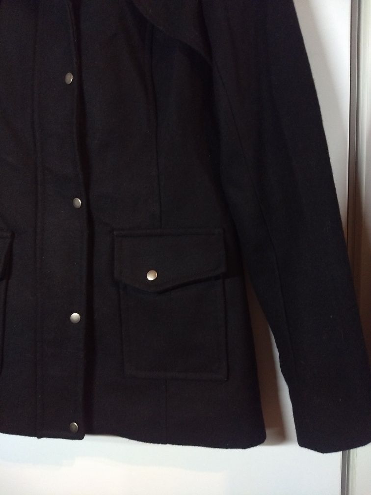 Wełniany płaszcz Vila 34/XS, ciepła kurtka jesienna zimowa, trencz
