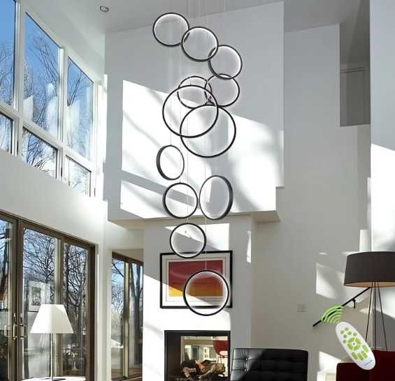 Lampa wisząca LED 12 kół Czarna NR.EO41