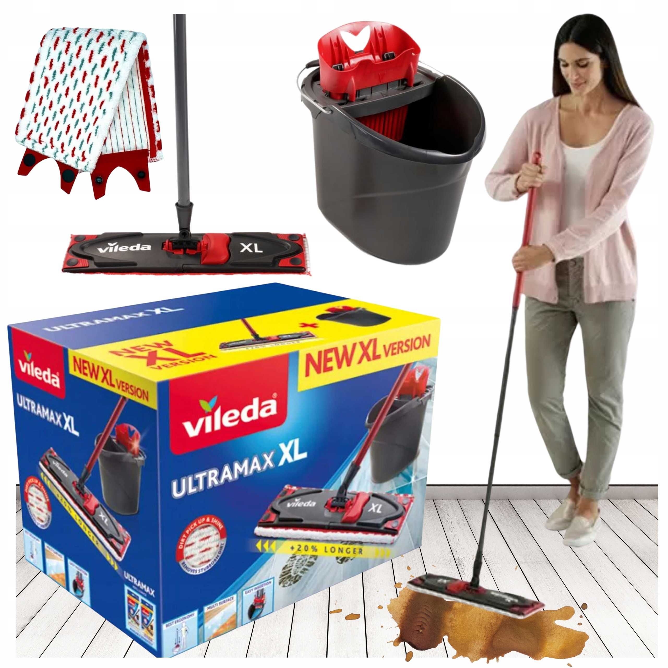 Mop Vileda Ultramax Box + wiadro+wyciskacz Płaski Podłogowy Do podłóg