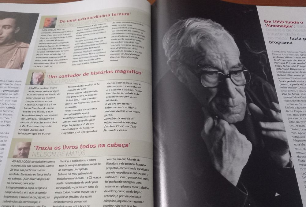 José Cardoso Pires 2008 capa, revista e conteúdos