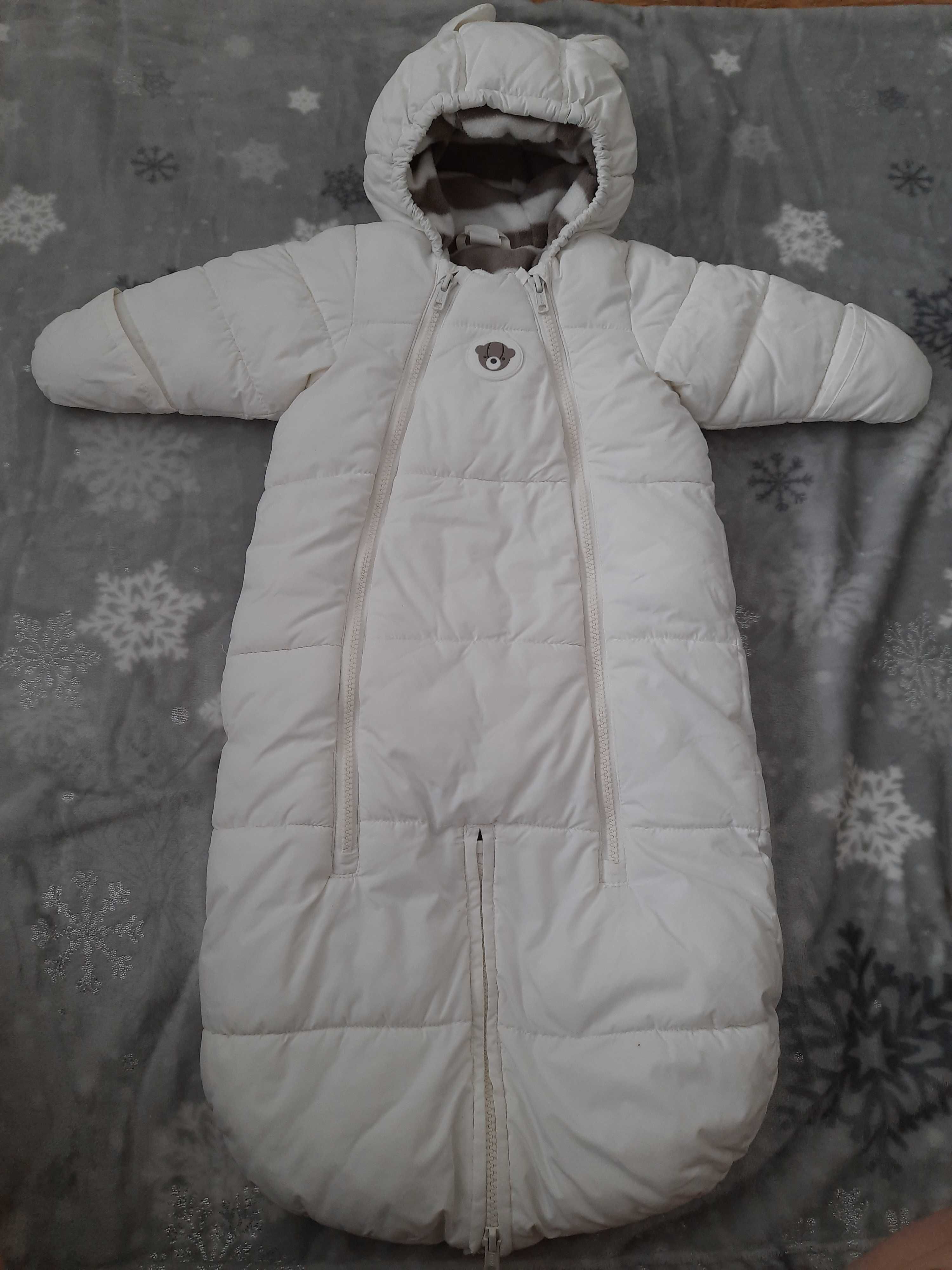 h&m 2w1 biały kombinezon ŚPIWOREK 62/68, śliczny
