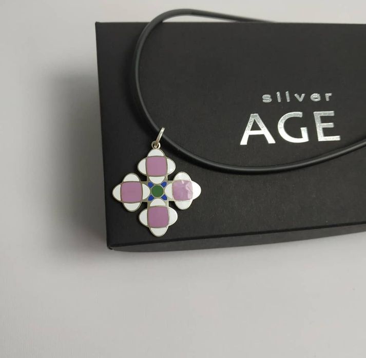 Кулон подвеска авторская работа серебро горячая эмаль