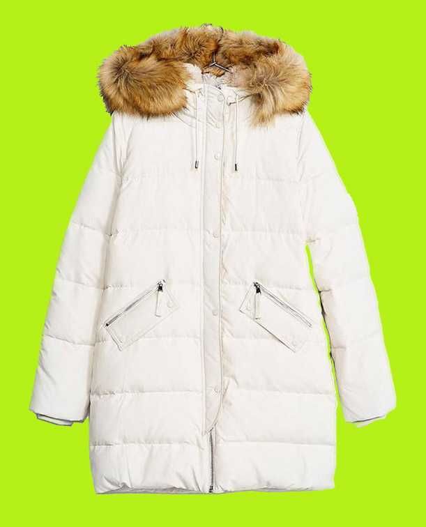 Puchowy płaszcz zimowy kurtka z futerkiem Bershka 40 L do negocjacji