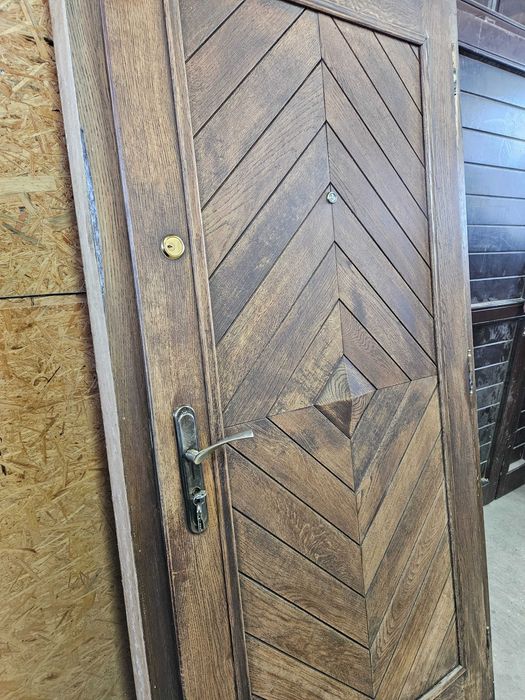 DRZWI Zewnętrzne Dębowe Drewniane Wejściowe z Naświetlem 104x240cm