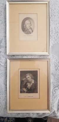 dwie grafiki lata 1900 dwoch filozofow  pisarzy F,Shiller & L,G,Herder