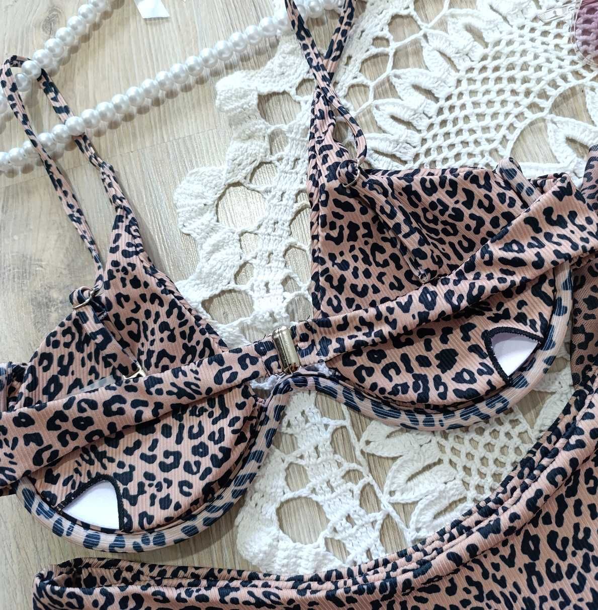 NOWY strój kąpielowy z pareo dwuczęściowy leopard rozmiar 40 L