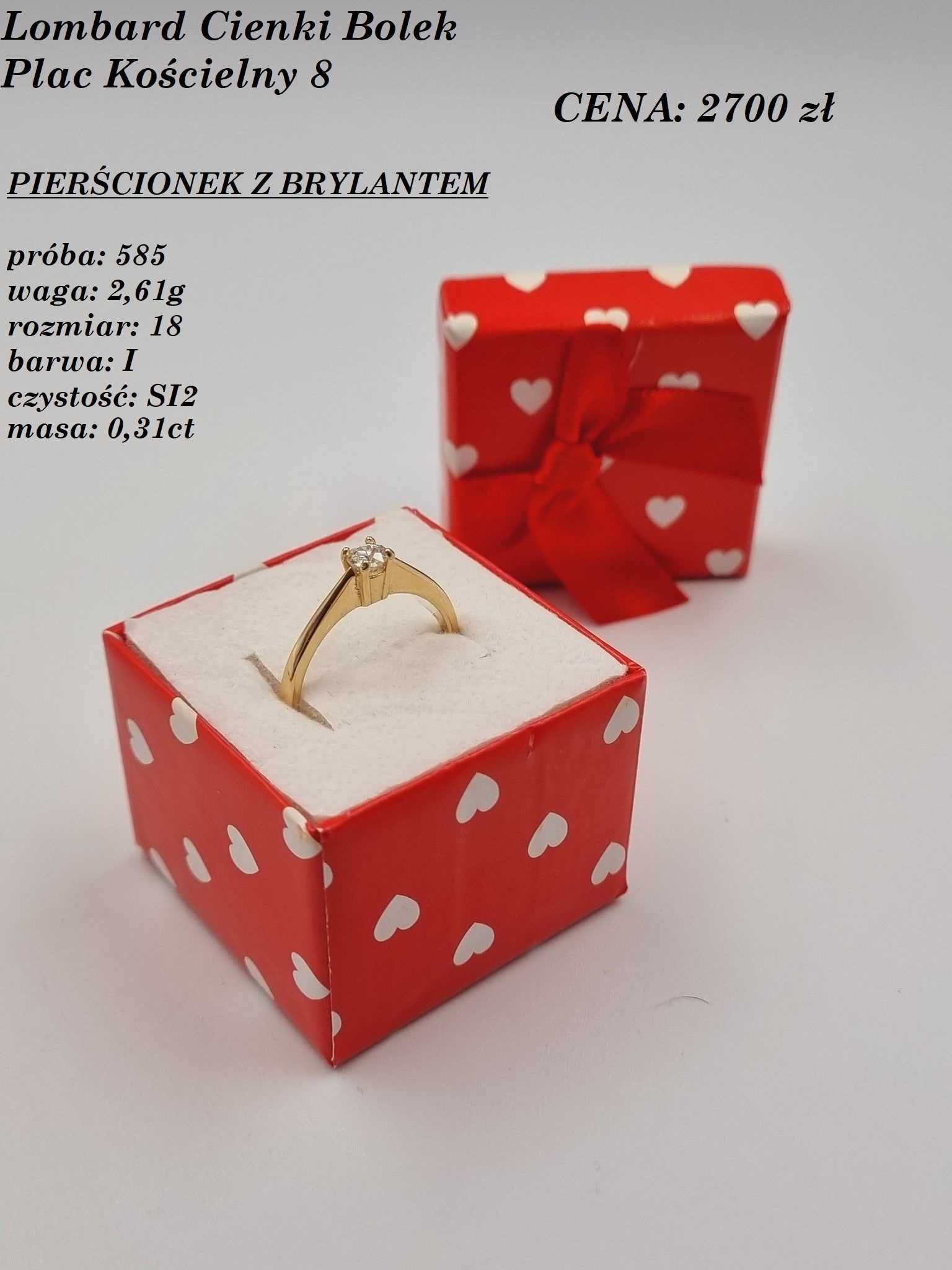 Pierścionek z brylantem 0,31ct / CERTYFIKAT!